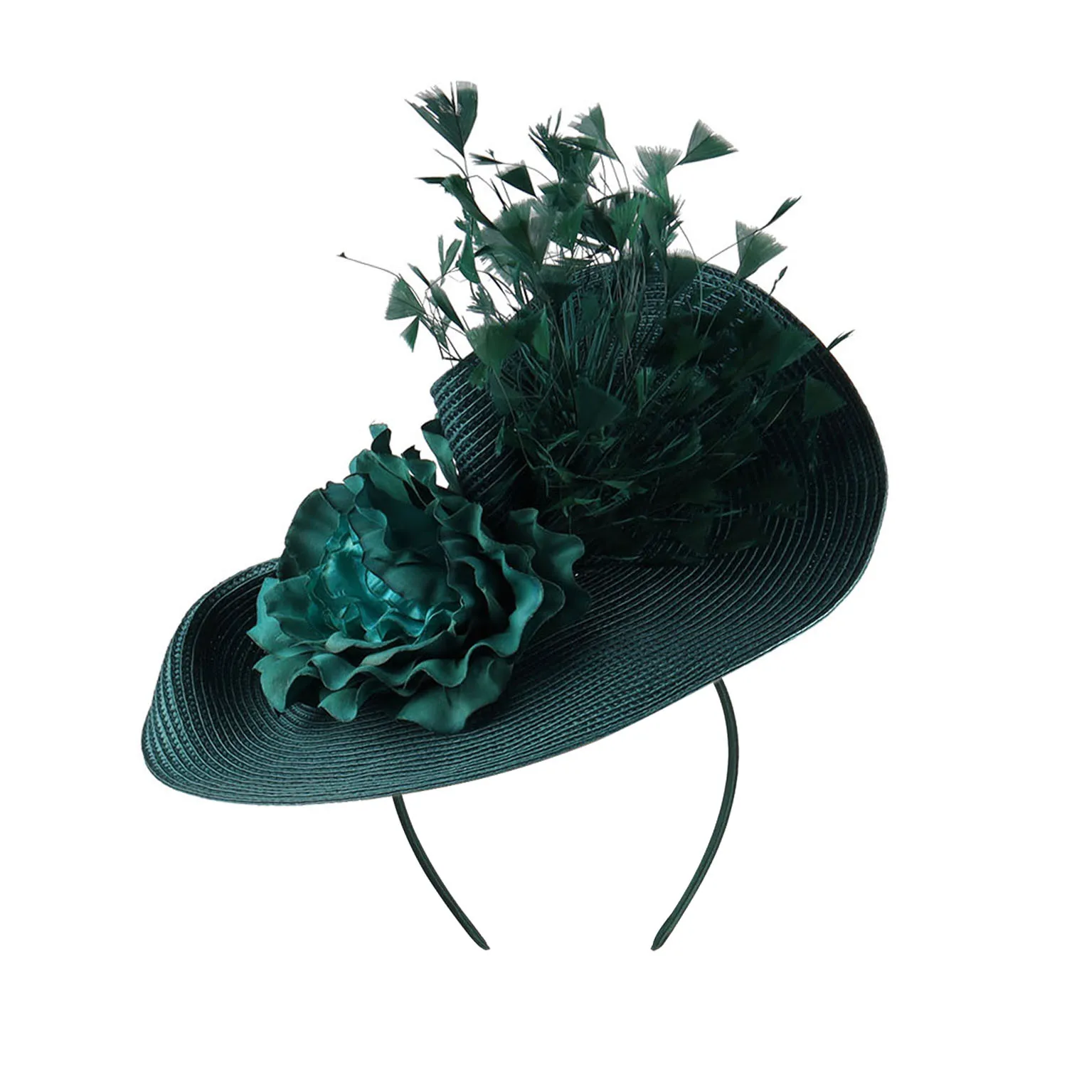Elegant Flowers Exaggerated Tea Party Kentucky Derby Straw Hat With FeatherFascinator Big Pillbox Hat Headband for Cocktail