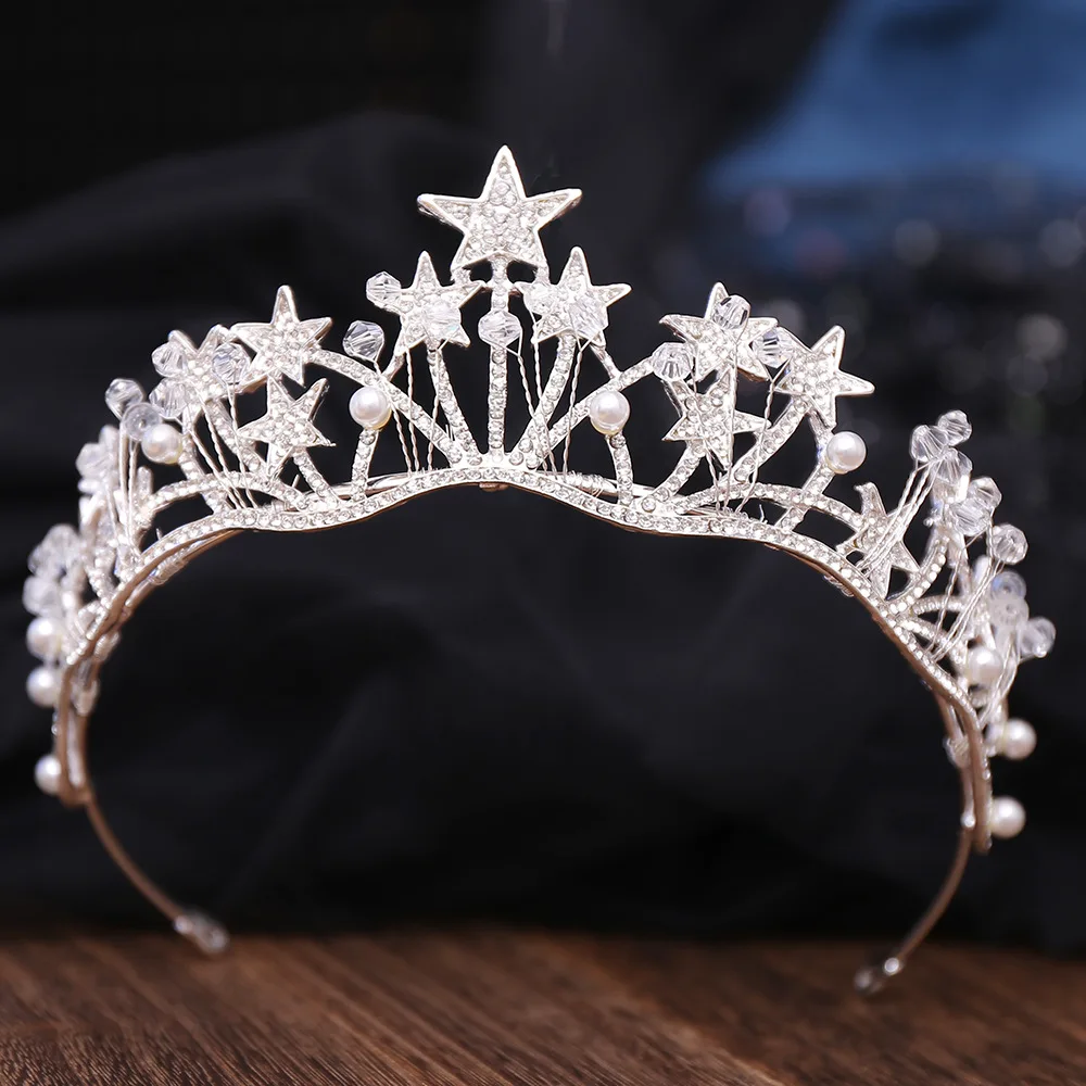 Silver Color Crystal Crowns And Tiaras Baroque Vintage Crown Tiara For Women Bride Pageant Prom Diadem Wedding Hair Accessories