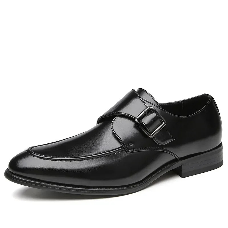 Fashionable classic business single button shoes for mens s formal dresses leather shoes for mens monks with shoes 241031