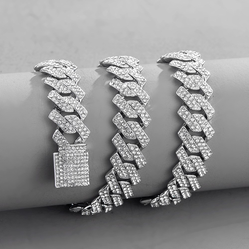 bracelet necklace mossanite AM Jewelry 8MM 10mm 12mm Vvs D Color Diamond Necklace Bracelet GRA Certificate 925 Silver Iced Out Cuban Link Chain