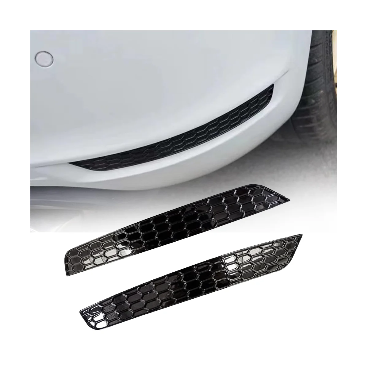 1Pair Honeycomb Tail Rear Fog Light Cover Trim Styling for Golf 6 GTI Rear Bar Bumper Reflector Strips Sticker Glossy