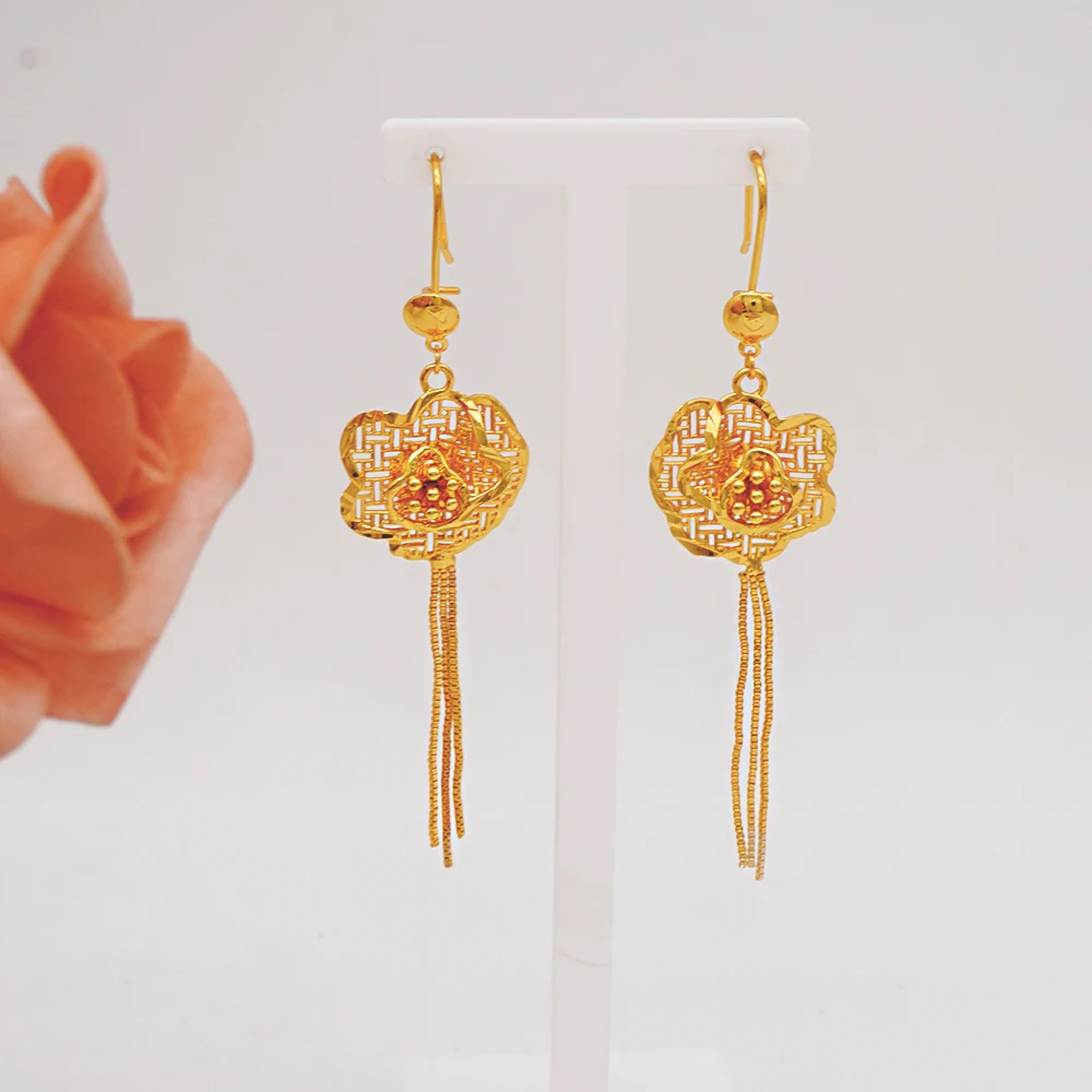 Indian Dubai Big Gold Color Jewelry Sets For Women Moroccan Earring Necklace Ring Party Wedding Bridal Accessories