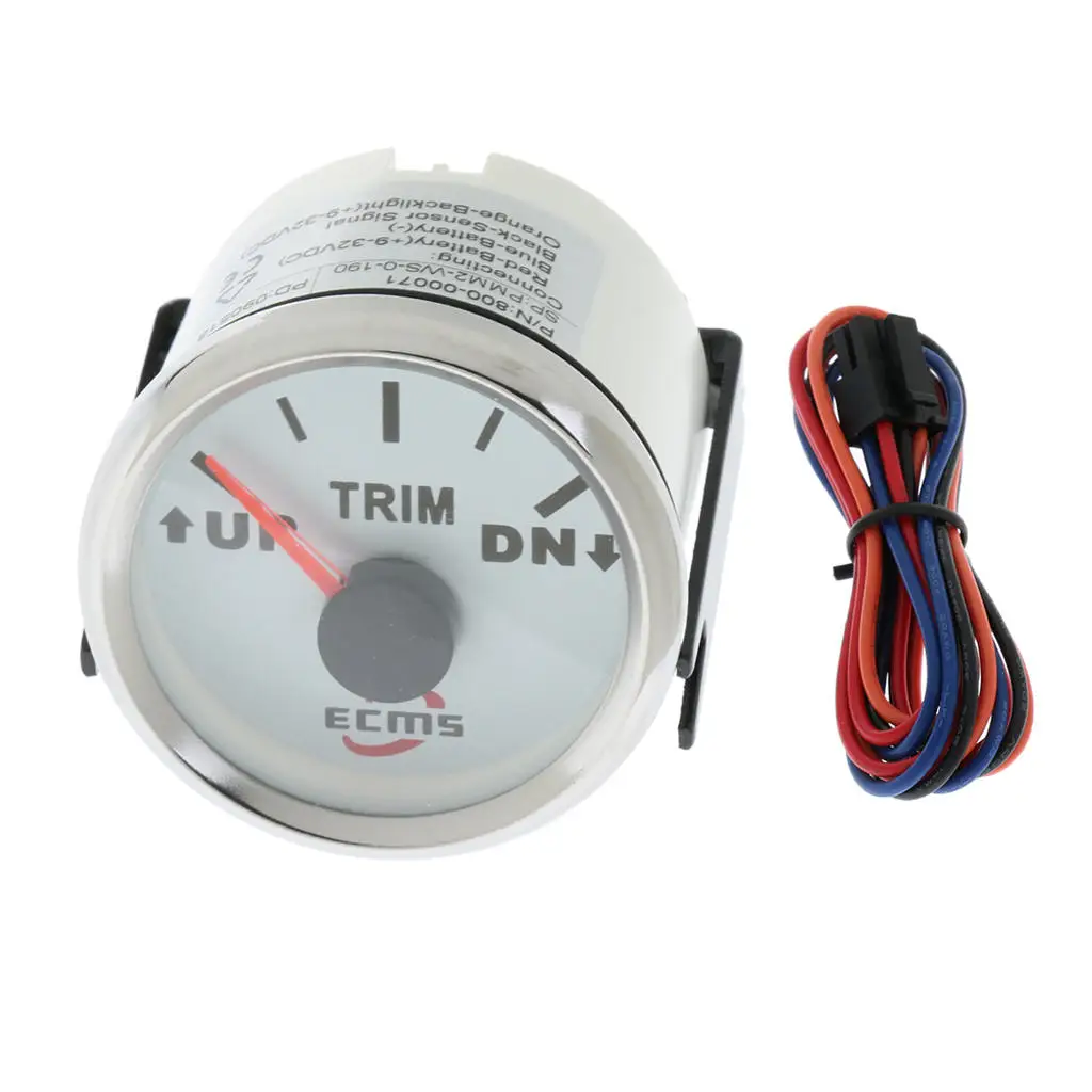 0-190ohm 2' 52mm UP-DN Electric Boat Trim Level Gauge Electric Trim Level Dial Gauge for Marine Boat 2 inch 9-32V Trim Gauge