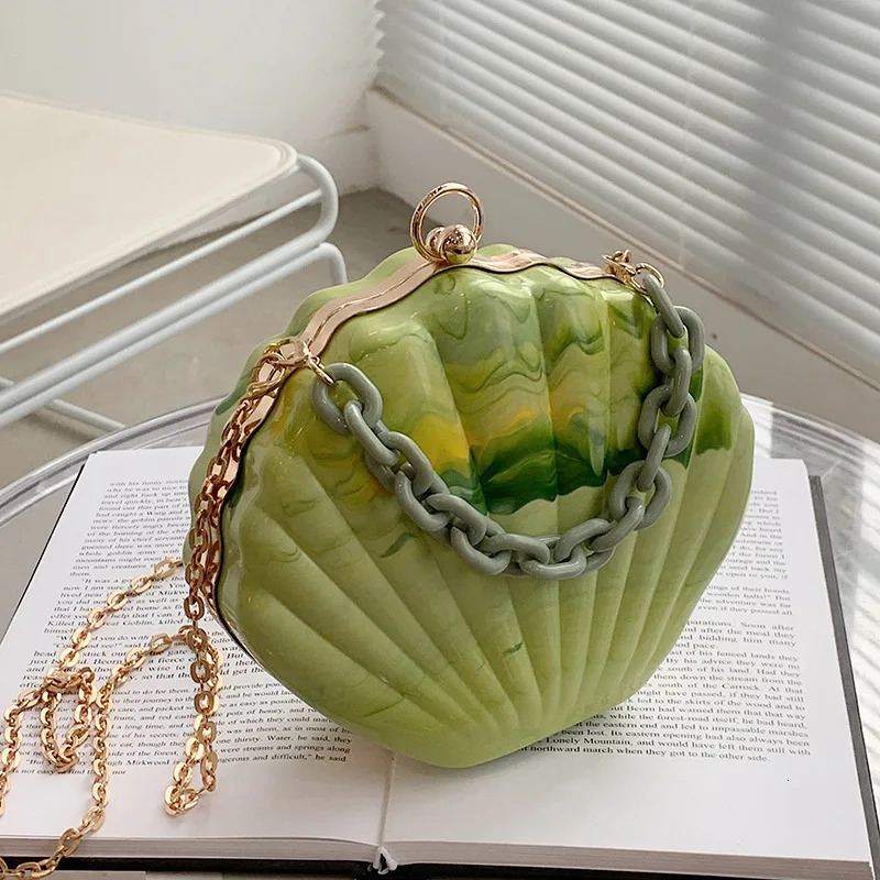 Shell shaped party clutch bag evening bag elegant cross shaped bag womens shoulder chain bag fashionable wallet and handbag 241031