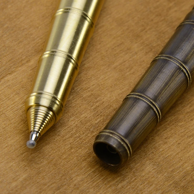 Retro Bamboo Node Bolt Type Pen Cool Bolt Pen Smooth Writing Gel Pen D5QC