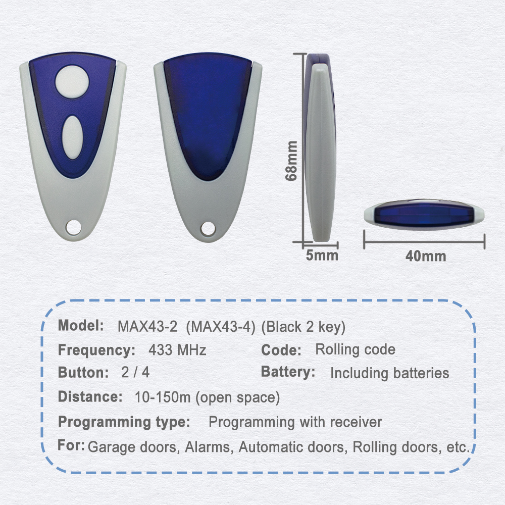 Remote Control 433.92mhz For NOVOFERM NOVOTRON 502 MAX43-2 504 MAX43-4 512 522 524 433MHz MTR43-2 MCHS43-2 MNHS433-02 MNHS433-04