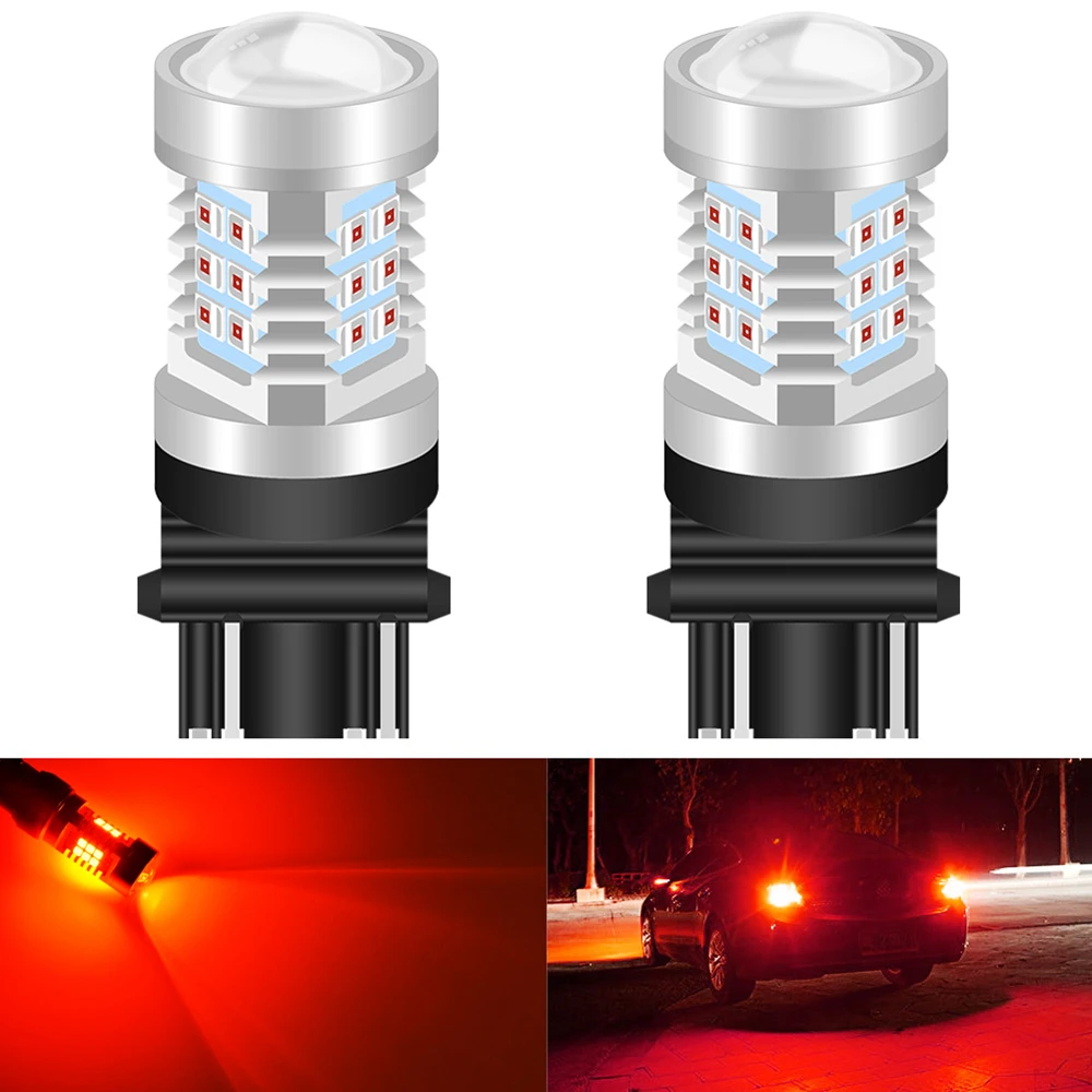 2pcs T25 Base Led Lamps For Cars Brake Stop Lights Amber White Red 3057A 3155 3157 3157A 3157NA 3357 3357A 3454NA 3457