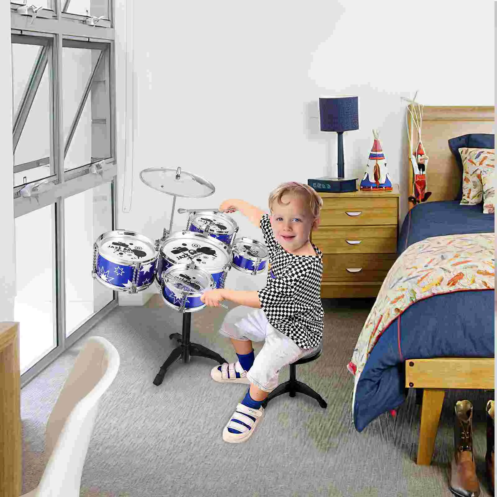 Children's Drum Kit Toddler Music Toys Gift Kids Musical Desktop Baby Plastic Preschool For 1 2 year