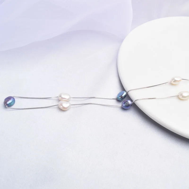 ASHIQI Natural Freshwater Pearl Jewelry Set 925 Pure Silver Necklace Bracelet 241031