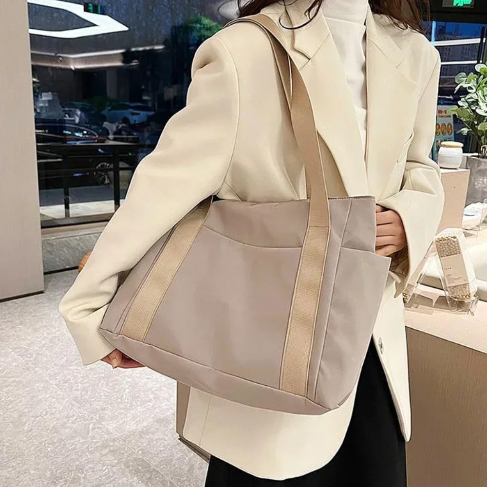 Solid Color Tote Designer Single Shoulder Casual Simple Canvas Handbag
