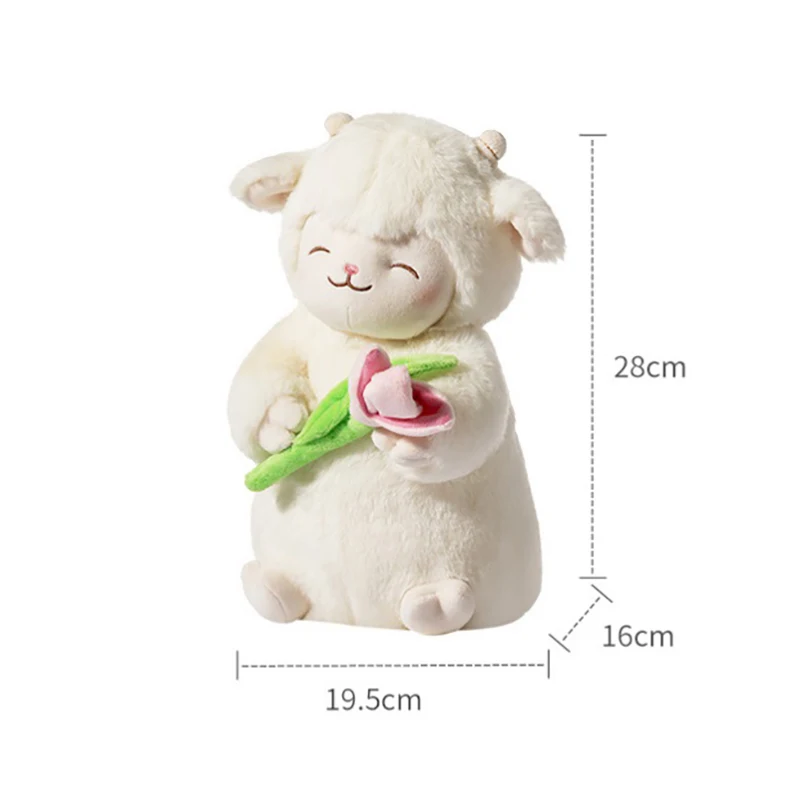 Super Soft Doll Sweet Sheep Hold Tulip Flower Plush Doll Soft Stuffed Lamb With Tulip Plushie Toy Cute Gift For Kid