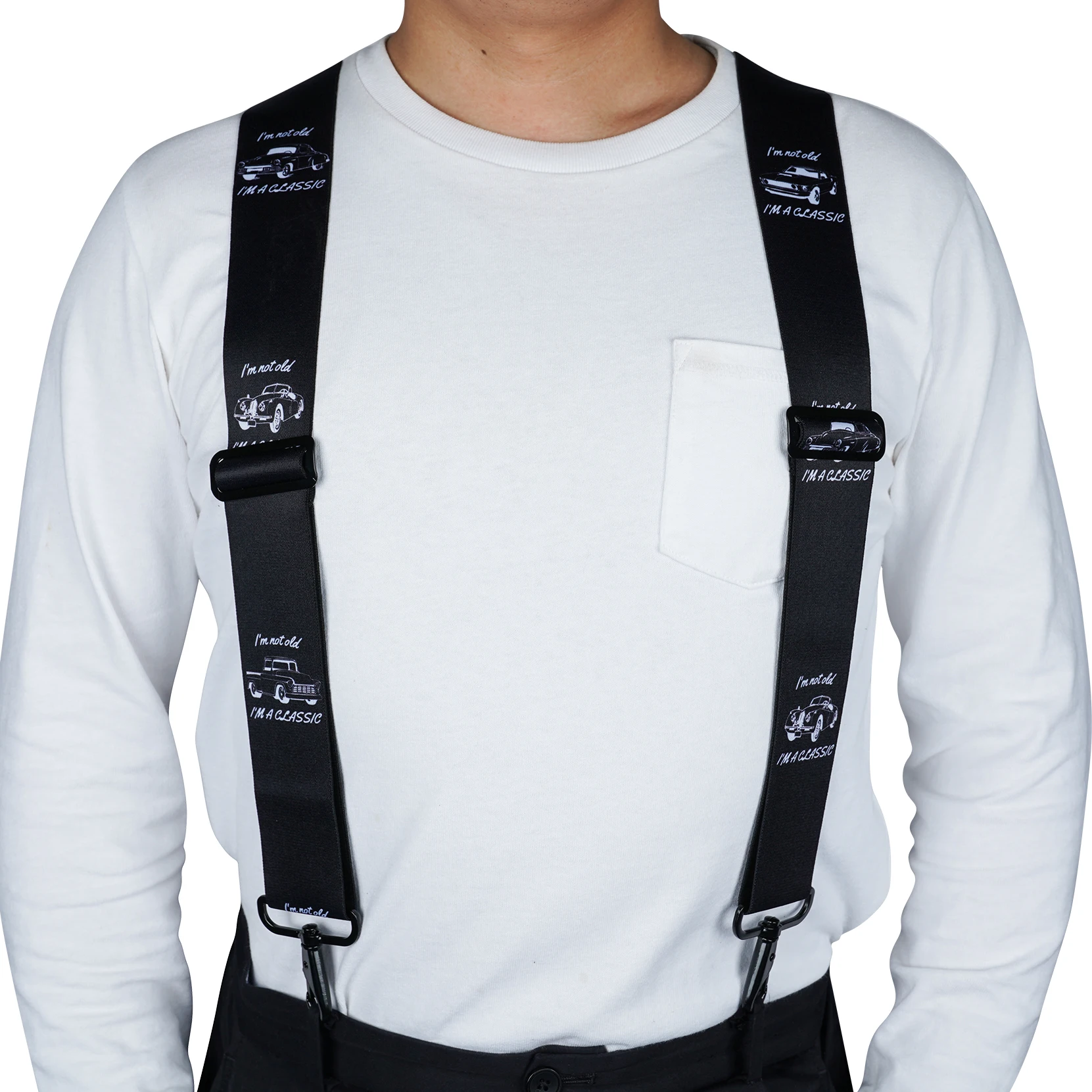 Men's Braces 2 Inch with 4 Hook-Clips for Trousers Vintage Suspenders Braces for Men Heavy Duty Adjustable Elastic X Shape