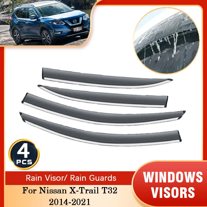 For Nissan X-Trail X Trail XTrail Rogue T32 2014~2021 Rain Sun Windows Visor Windshield Deflectors Guards Cover Trim Accessories