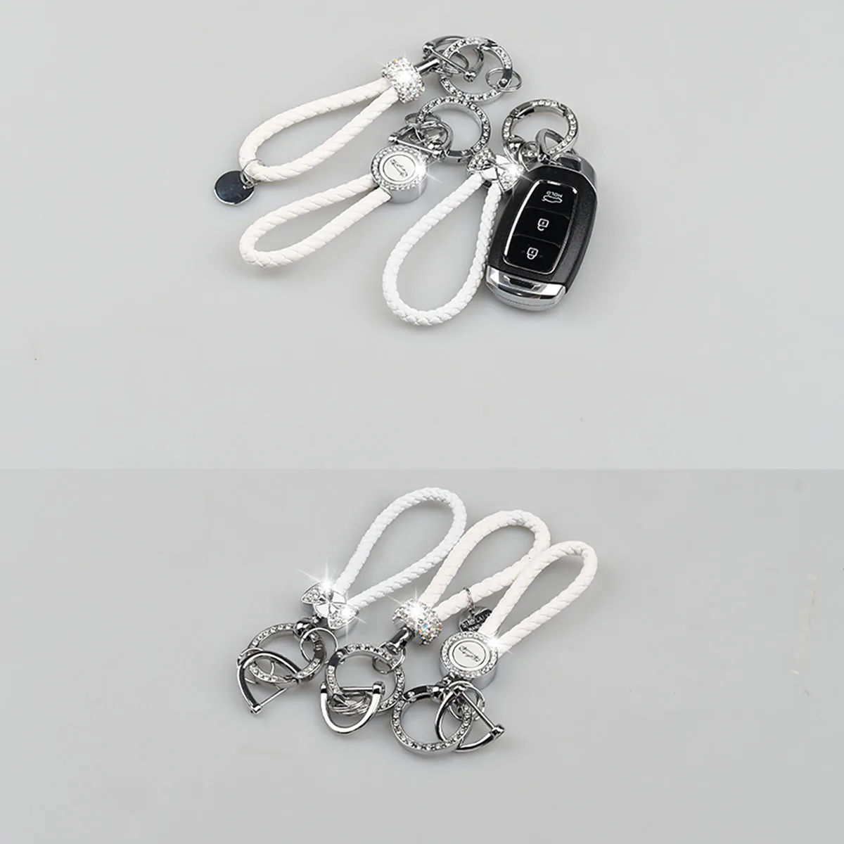Luxury Car Diamond Keychain Keyring Holder Anti-lost Keychain Car Key Ring Chain Holder Phone Number Tag Keyring Auto Accessorie