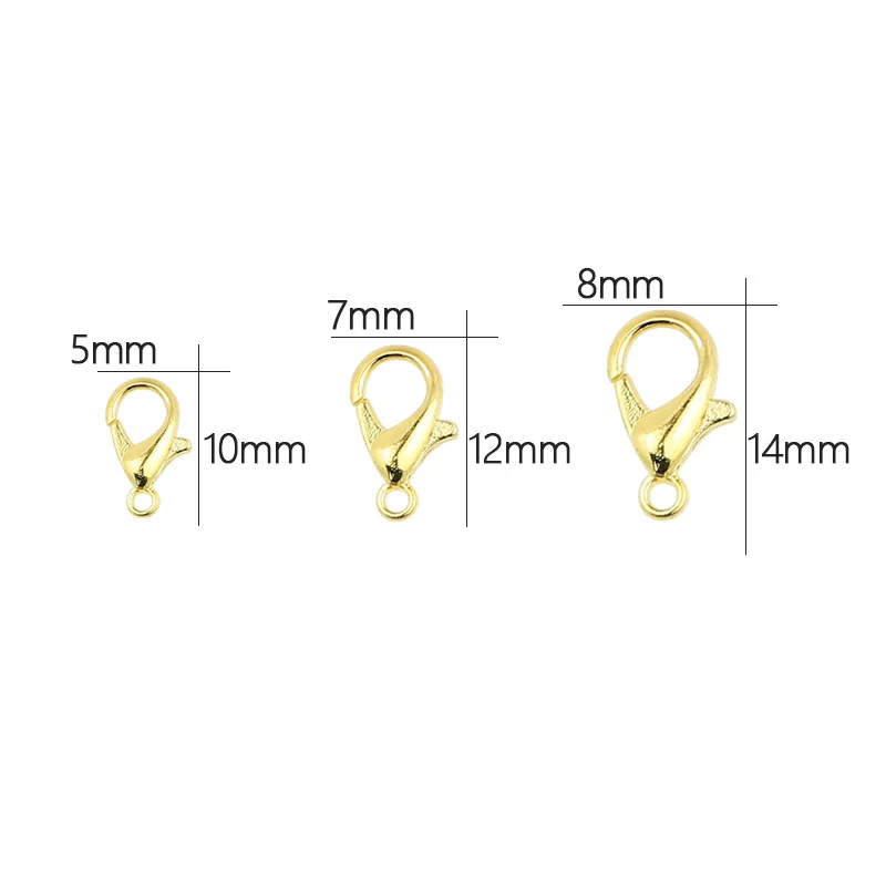 10pcs/lot 10-14mm Metal Lobster Clasps Jewelry Making Components DIY Bracelet Necklace Carabiner Findings Hooks Chain Closure