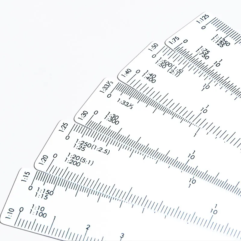 Scale Ruler Fan Shape with 5 Blades for Engineering Architects Multifunctional Multiscale 5 Sizes Foldable Rulers