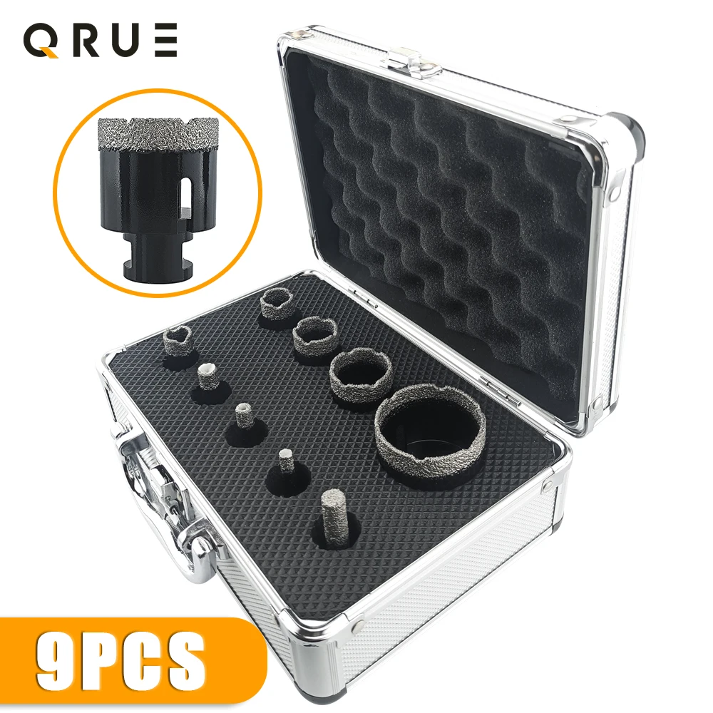 9Pcs M14 Thread Diamond Dry Drill Bit Vacuum Brazed Drilling Core Bits Set Porcelain Tiles Crowns Granite Marble Hole Saw Tools