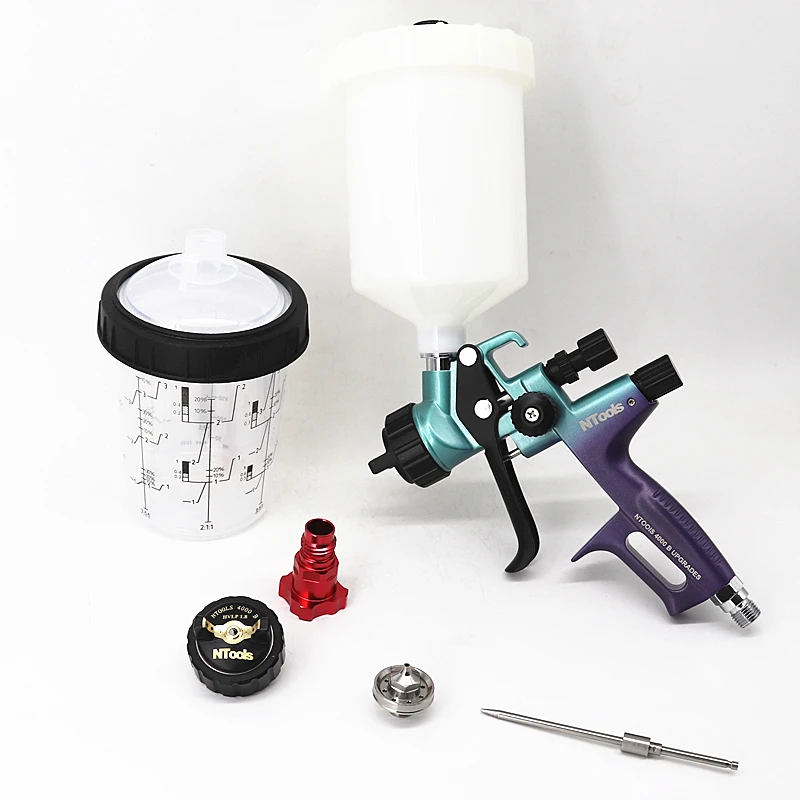 Spray Gun Nozzle 1.3 And1.8mm With 400CC Mix Tank And Adpater Car Paint Gun Varnish Paint Sprayer HVLP 4000B Air Spray Gun