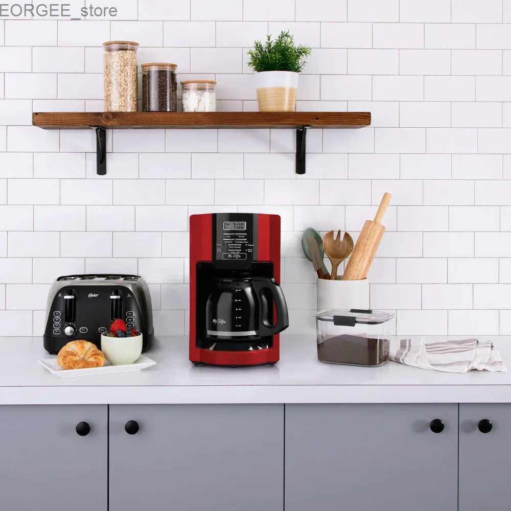 Coffee Makers 12 cup programmable coffee machine fast brewing red coffee machine Y240403