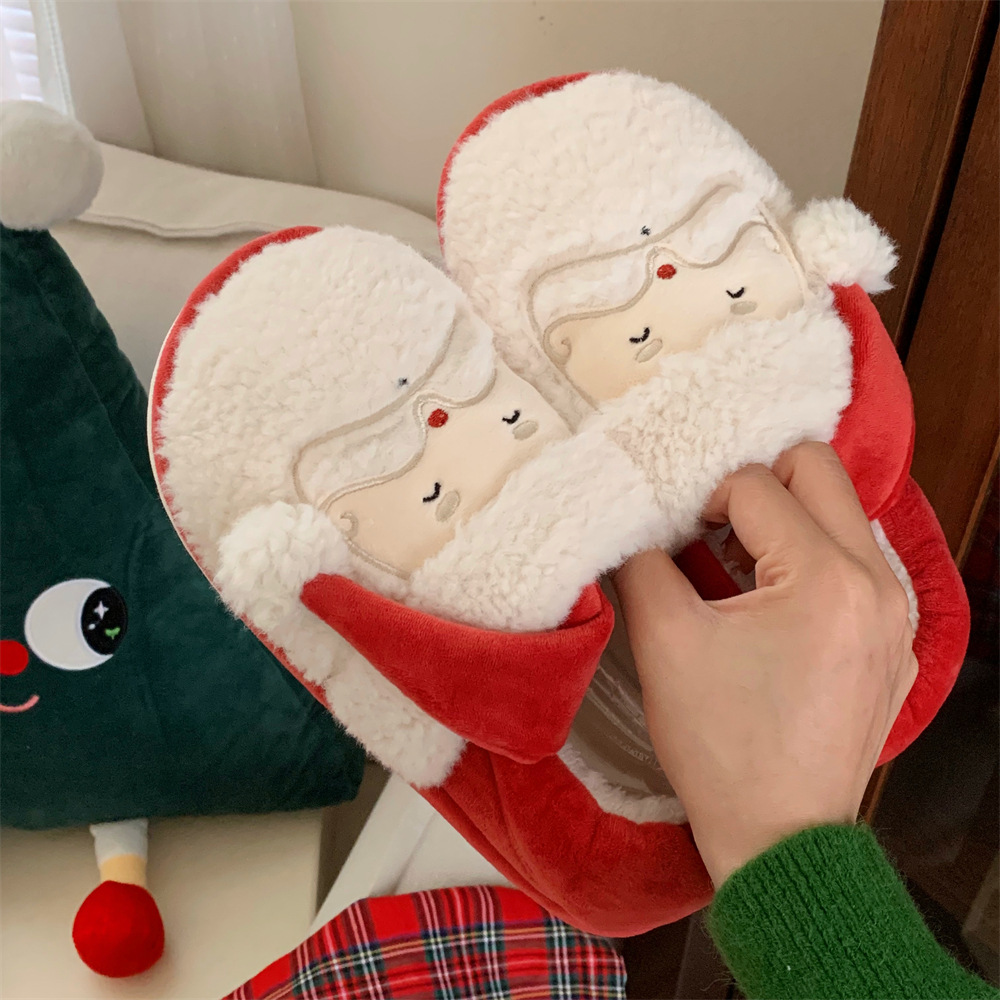 Women's Winter toe Pack Warm cotton slippers Santa Soft sole Slipper men's indoor floor flat home couple non-slip shoes