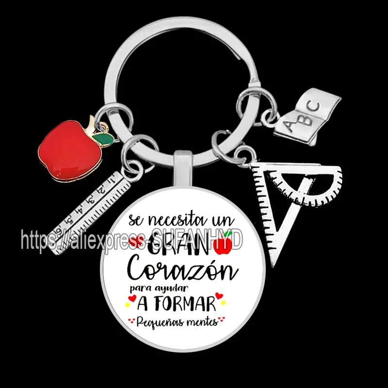 dd Spanish Teacher It In Keychain Takes Big Heart To Shape Keychains for Professor Teachers Day Gift s