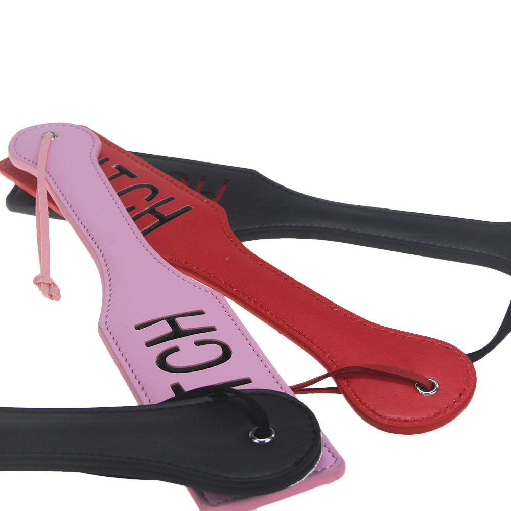 Candiway PU Leather Double Letters Spank Paddle - Perfect Fetish BDSM Toy for Submissive Slave Roleplay Adult Erotic Games with