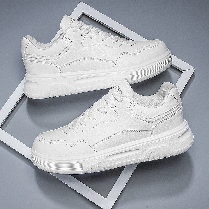 Men PU Leather Soft Comfortable Flat Casual Sneakers Spring Autumn Black White Light Breathable Sports Tenis Shoes 42e58