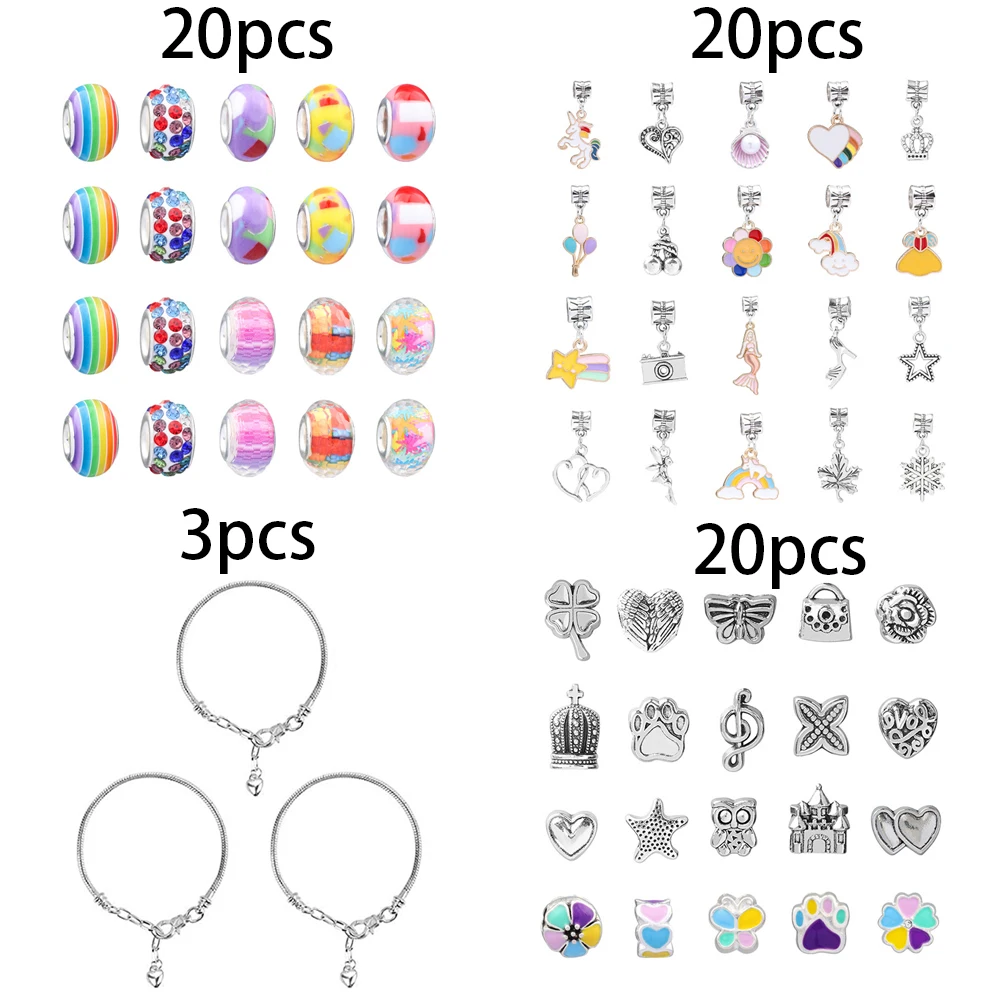 DIY Bracelet Making Kits Spacer Beads Metal Pendant Charms Accessories for DIY Bracelets Jewelry Making Children Gril Gifts