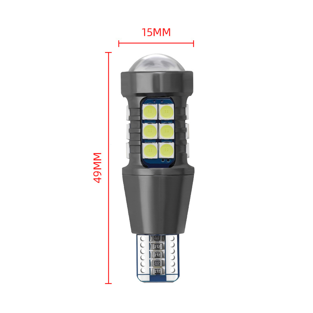 2Pcs T15 LED Reversing Light Turn Signal Brake High Beam Light W16W Decode Canbus White Light 3030 27smd LED Light Retrofit 12V