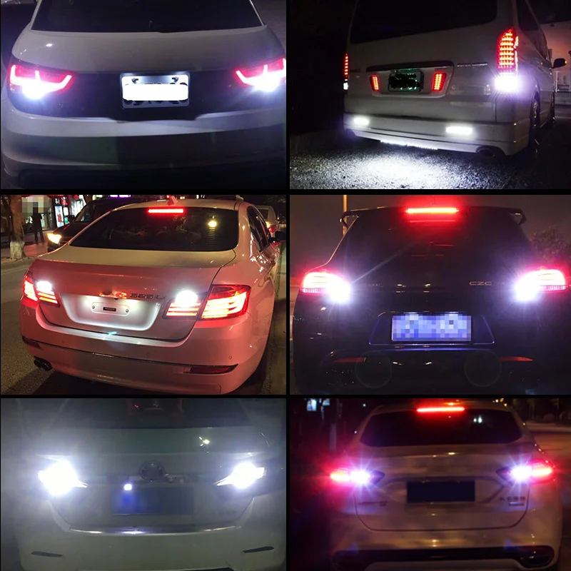 2pcs For E81 E87 E88 E82 E92 E91 E60 F07 F11 E61 1 3 5 Series LED Reverse Light Blub Backup Lamp W16W T15 921 White