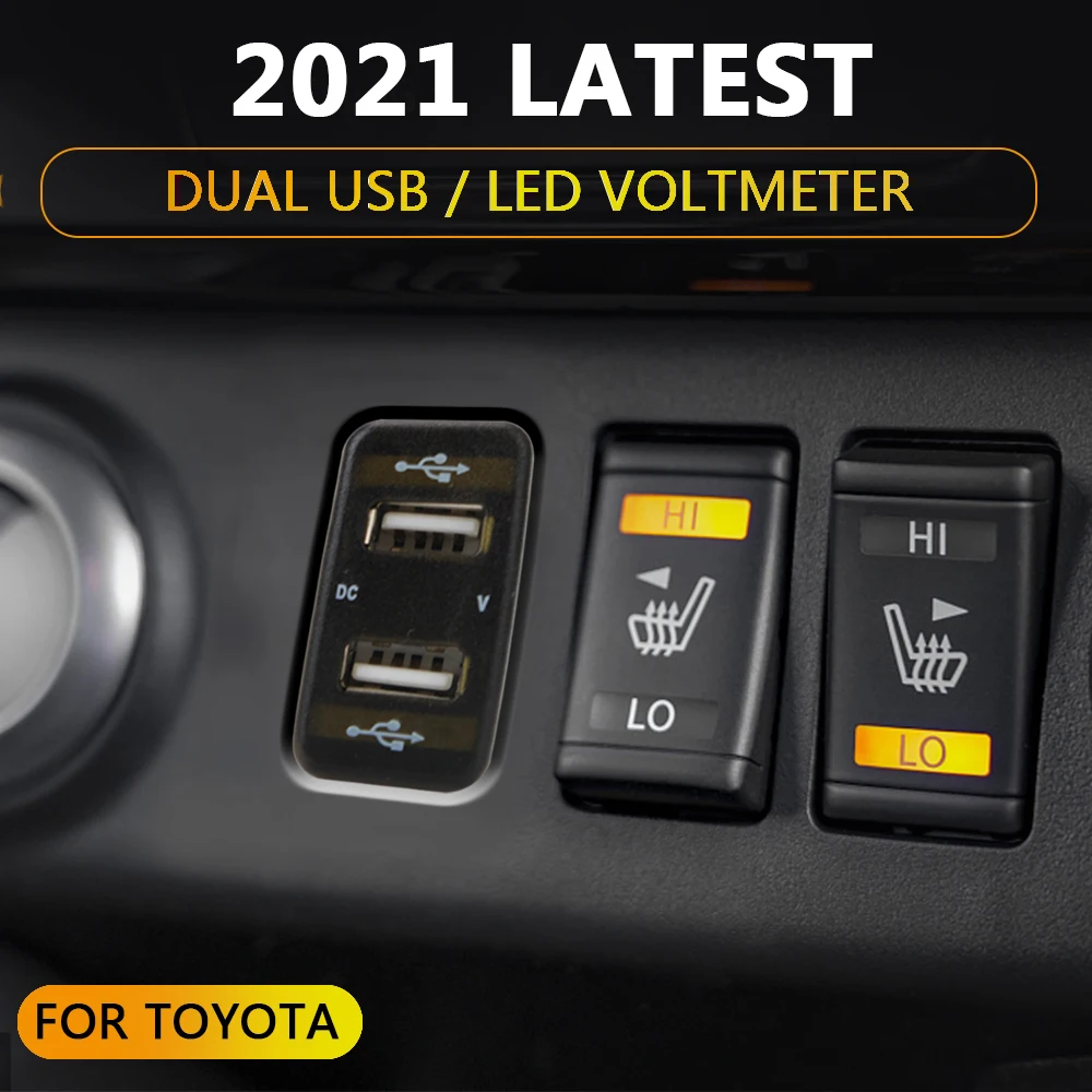 Dual USB QC Car Socket Charger 12-24V new LED Car Accessories 2025 Voltmeter 4.2A Dual USB For Toyota Power Adapter