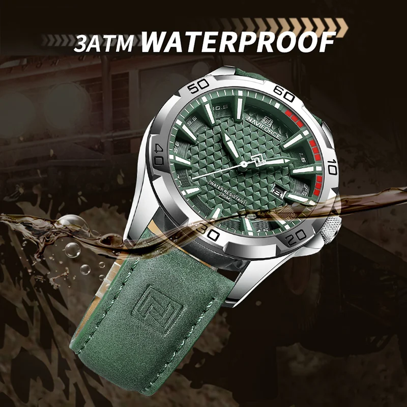 Naviforce High Quality Men's Luxury Big Brand Watch Leather Strap Male Waterproof Wristwatch Quartz Date Clock Relogio Masculino