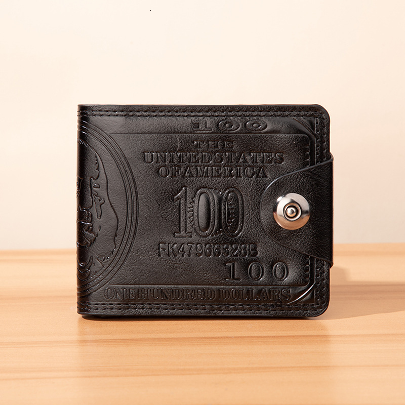 Wallet Short Fashion Brand Personalized Beauty Money Men's Double Fold Buckle Multi Card Leather Clip Silver Bag
