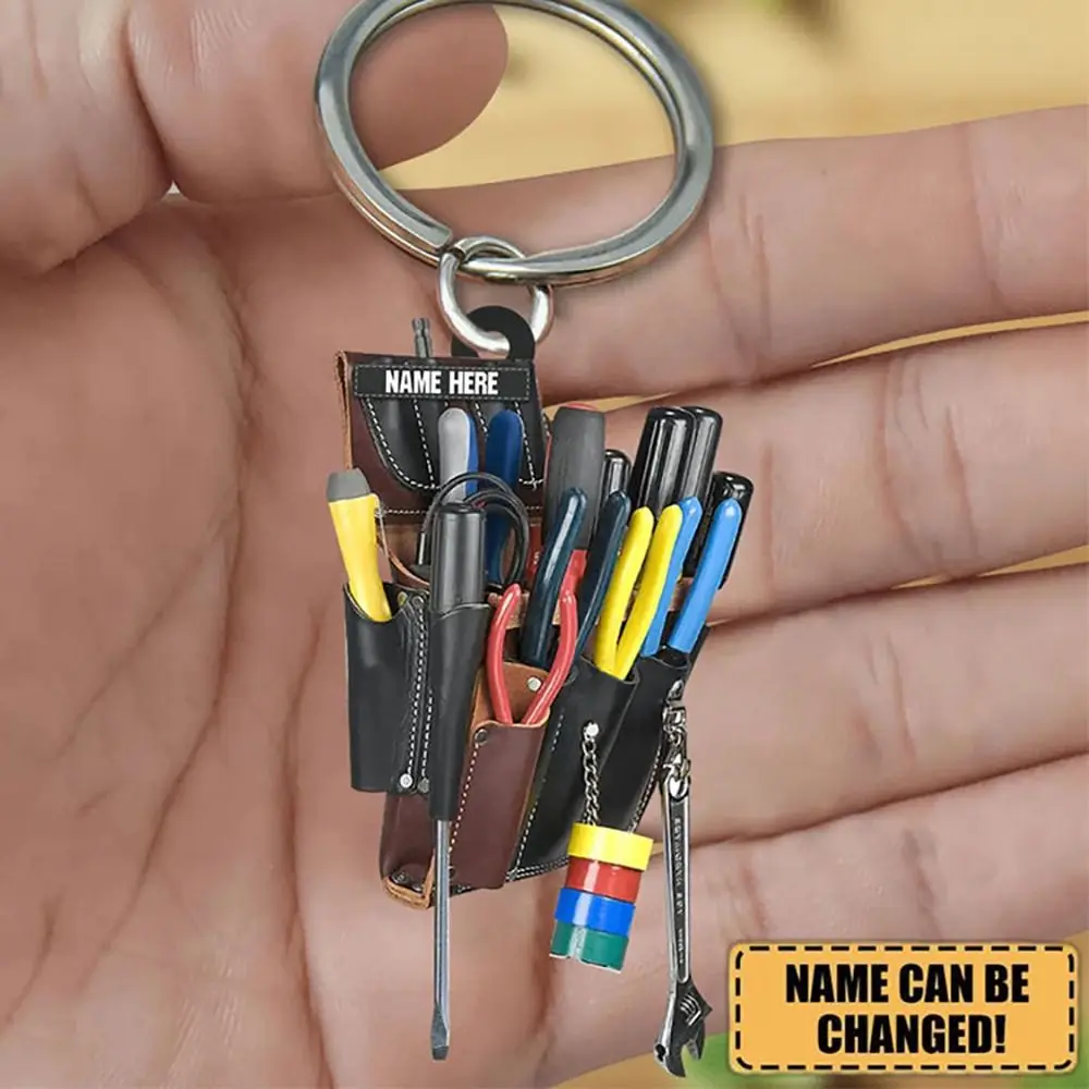 2D Electrician Tool Keyring Car Hanging Pendant Personalized Electrician Tool Bag Acrylic Keychain Handmade Decor Auto Accessory