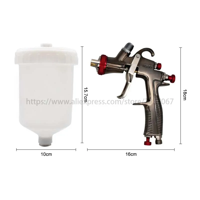1.3/1.5/1.7/2.0mm Nozzle R500 LP Spray Gun 600cc Paint Airbrush And Air Regulator Gauge Water Oil Separator Filter
