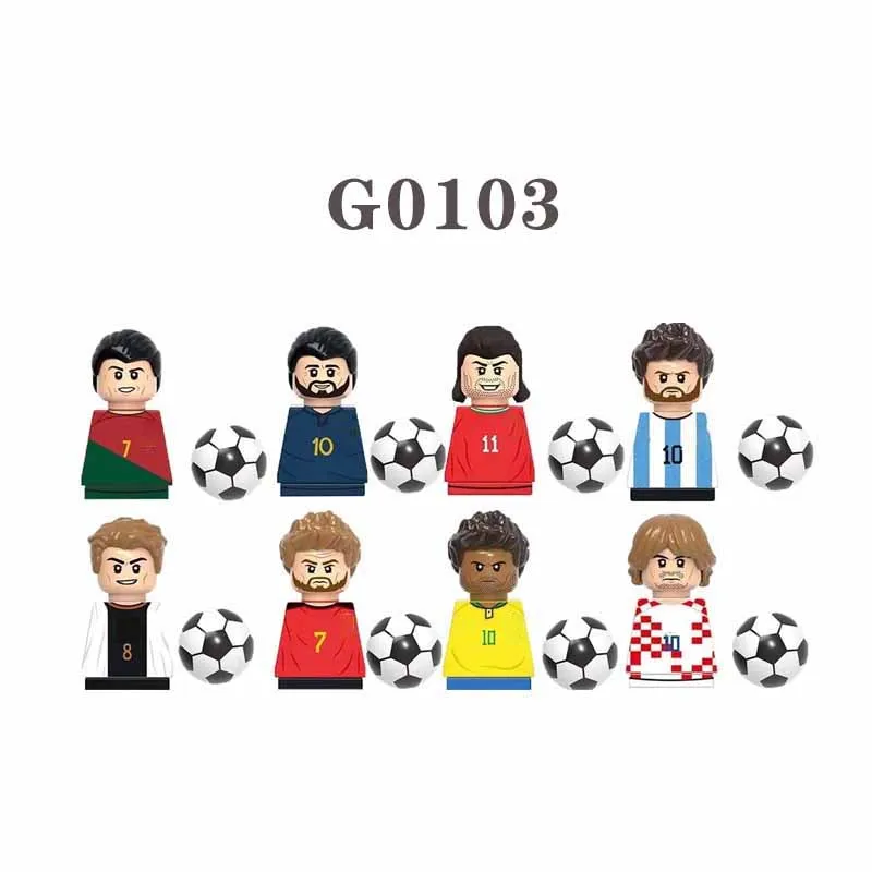 Soccer Football Field Stadium Famous Mini Football Player Figures Match Building Bricks Blocks Toys Gift Kid