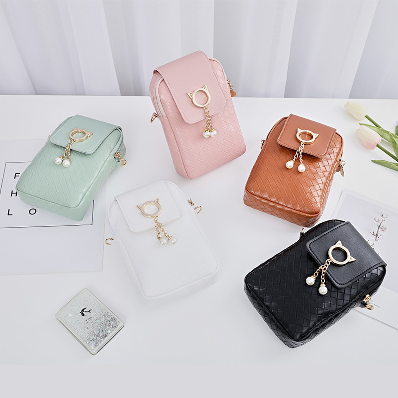 Spring Summer Mini Cross-Body Mobile Phone Shoulder Bag Woven Pearl Tassel Cover-Style Female Bag Shoulder Bag Crossbody Bag