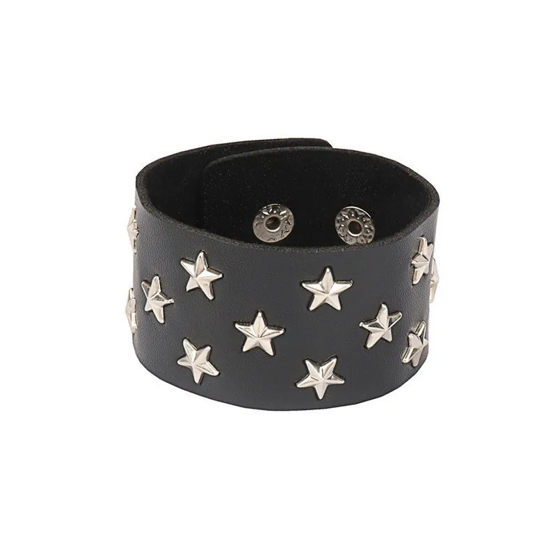 Hot Punk Leather Studded Bracelet for Men Women 80s Studded Wristband Goth Rock Bracelet Spike Rivet Cuff Bangle Unisex Metal