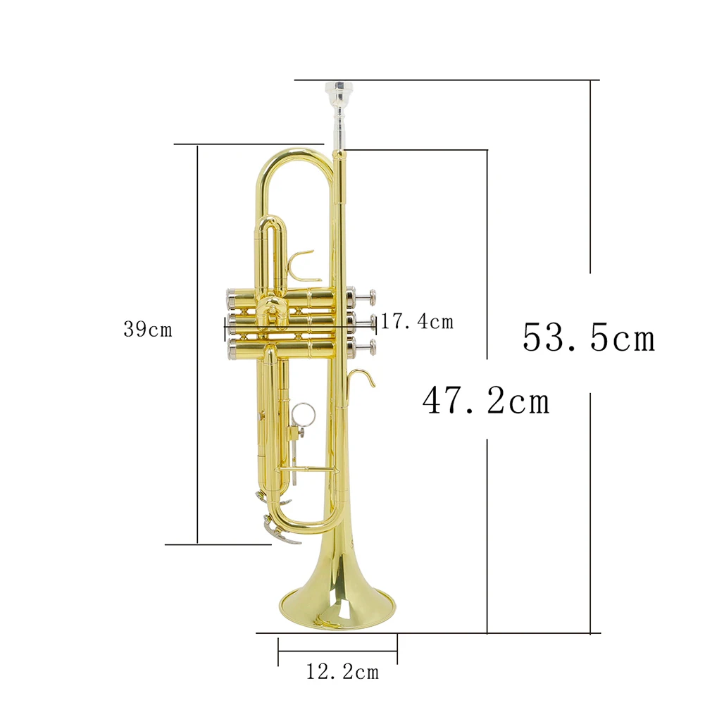 Bb B Flat Trumpet Instrument with Gloves & Cleaning Cloth for Student Beginners