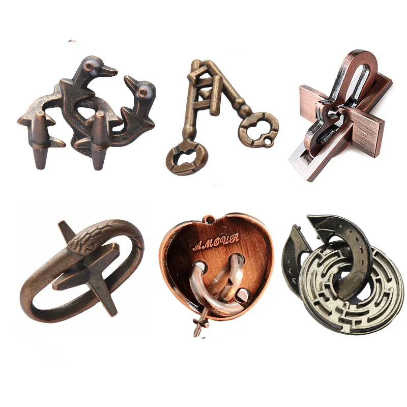 3Pcs Metal Fidget Toys Unlocking Brain Teaser Toys IQ Intelligence to Unlock Jigsaw Puzzle Game for Adults Kids Children