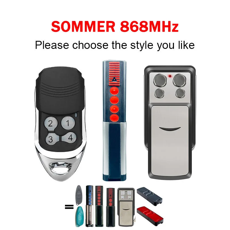 3PCS SOMMER 4031 TX08-868-4 4020 4026 TX03-868-2 4011 4021 4025 4035 Garage Door Remote Control Gate Opener 868MHz Rolling Code
