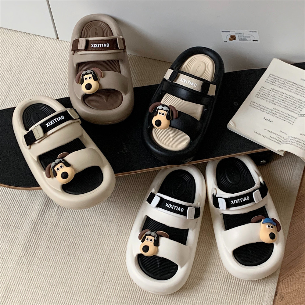 2024 New Slippers for Women Summer Shoes Fun Cute puppy dog slippers Indoor Street Sandals for girls Beach shower slide