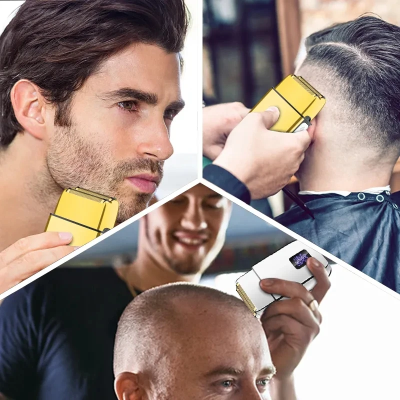 Barber Metal 3-Speed Hair Head Electric Razor Men's Beard Electric Shaver Bald Shaving Machine Dry And Wet