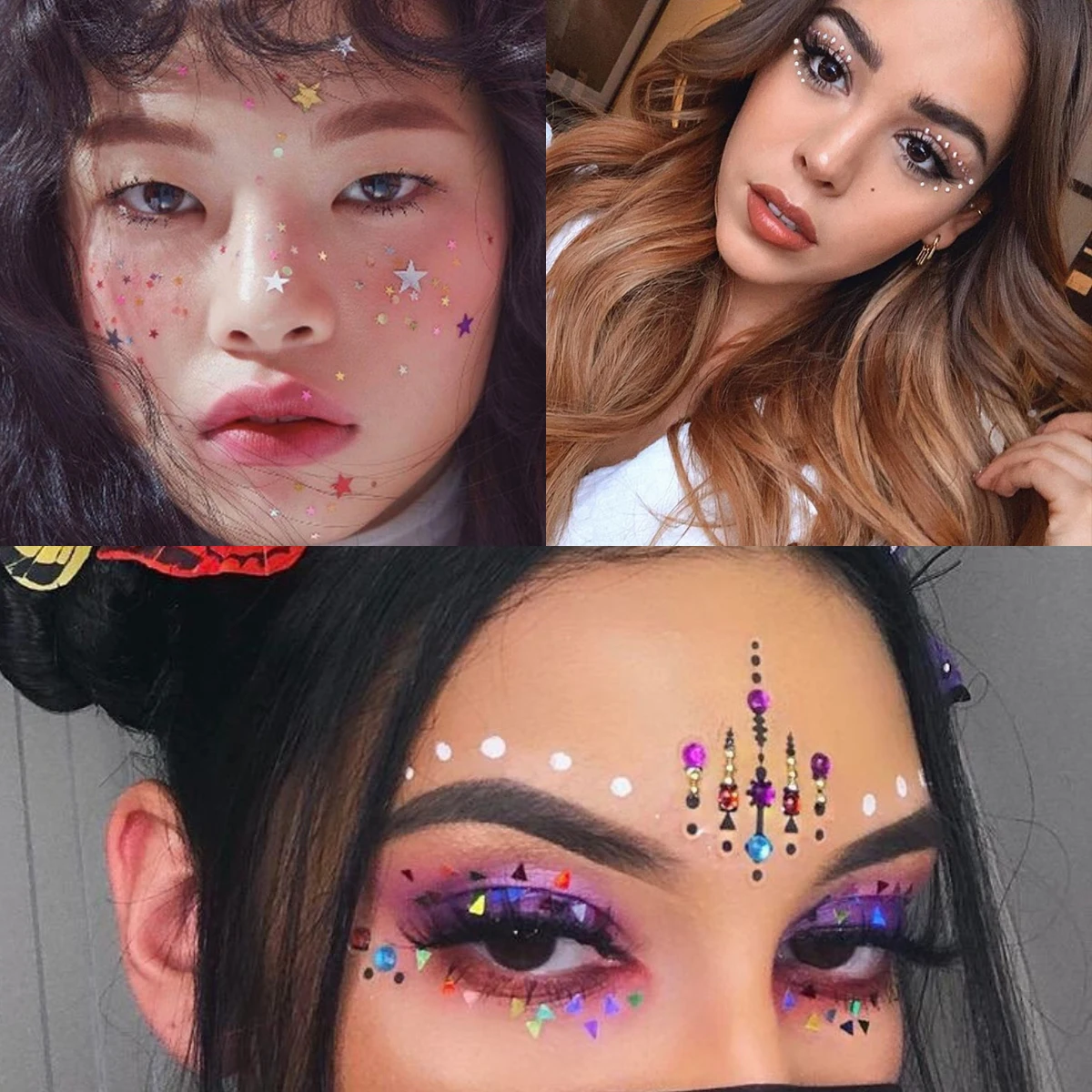 3D Half Pearl Jewelry Eyes Face Sticker Bottom Flat Self Adhesive Pearl Diamond Jewels Party Eyebrow Nail Body Makeup Decoration