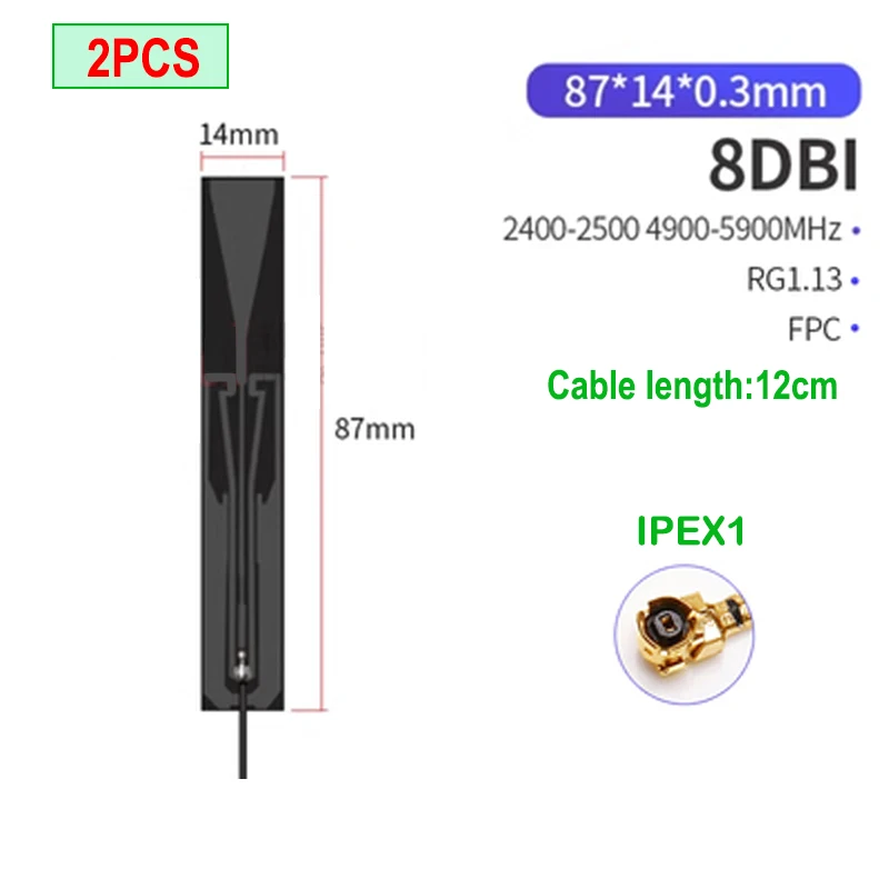 eoth 2pcs PCB/FPC soft board 5.8 Ghz 2.4ghz Dual Band iot wifi Antenna Built-in Bluetooth patch gain antenna ipex 1 8dbi