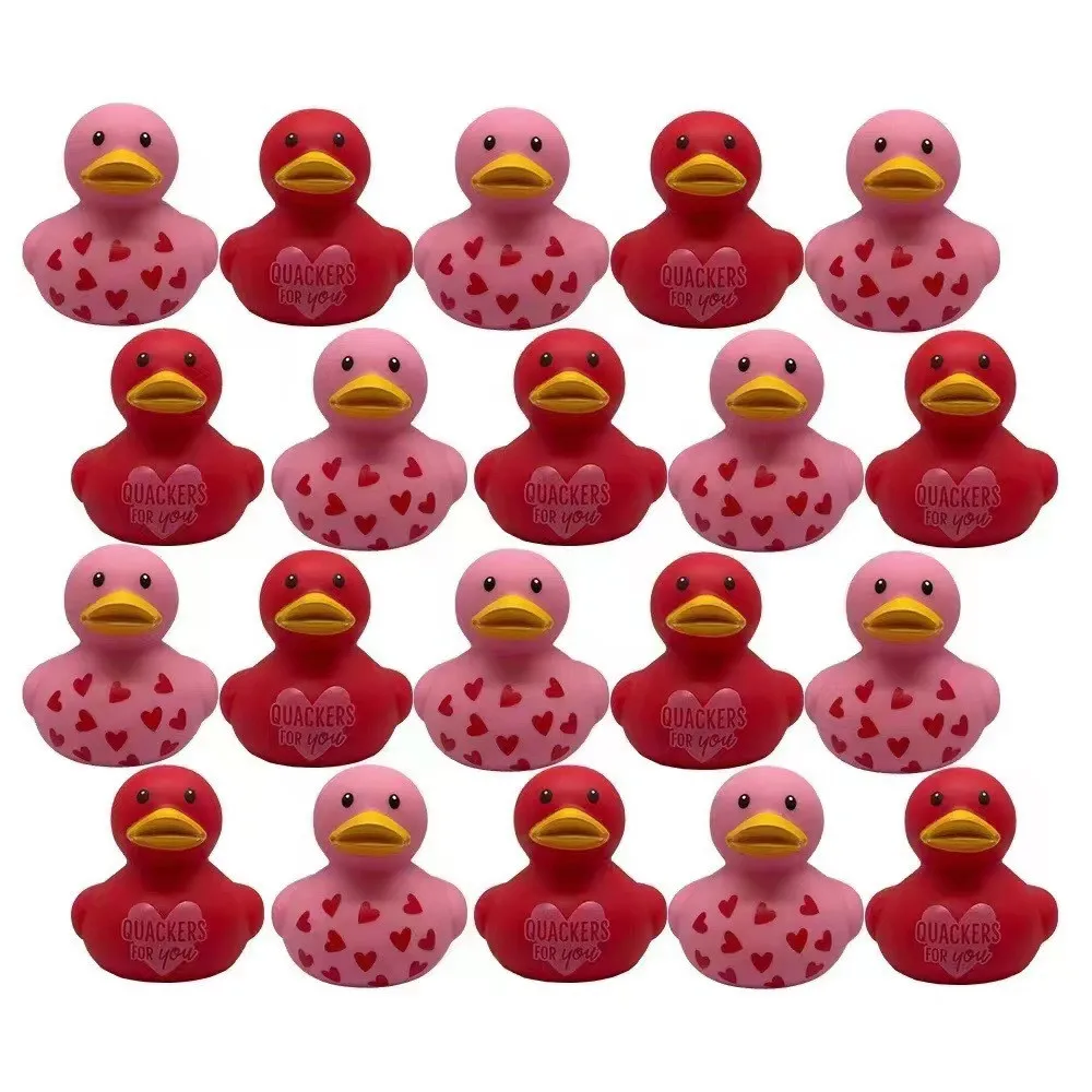 5-30Pcs 2 Inch Valentine Rubber Ducks in Bulk Valentine's Day Pink Red White Purple Small Heart Rubber Ducks for Pool Bathtub