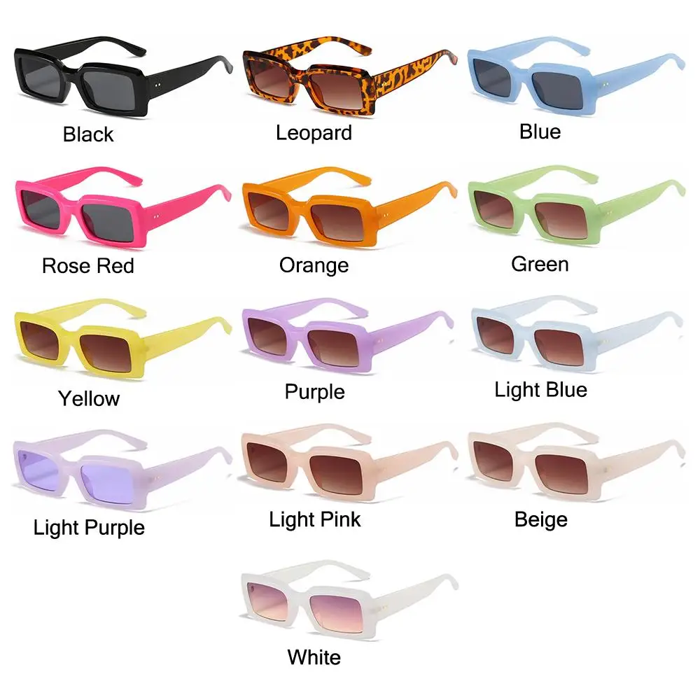Women & Men Square Trendy Jelly Color Eyewear Purple Sun Glasses Men's Shades Small Rectangle Sunglasses