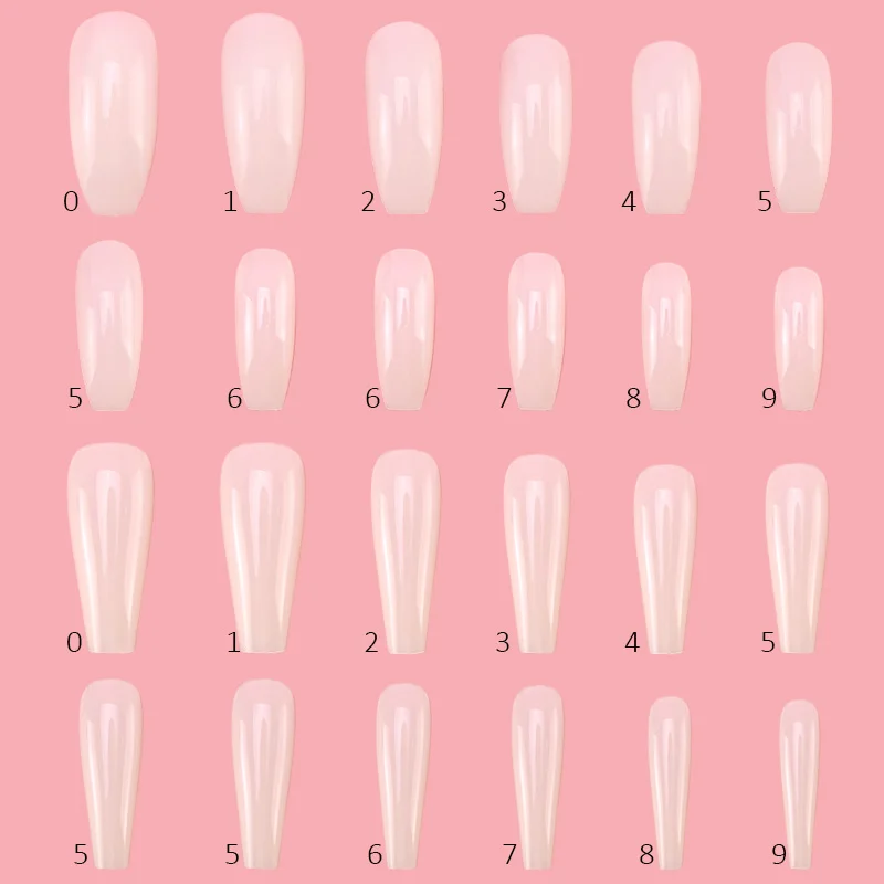 Single Size Fake Nails 0-9 Different Sizes 50Pcs/Bag Acrylic Gel Ballet Coffin Stiletto Full Cover False Nail Clear/Natural