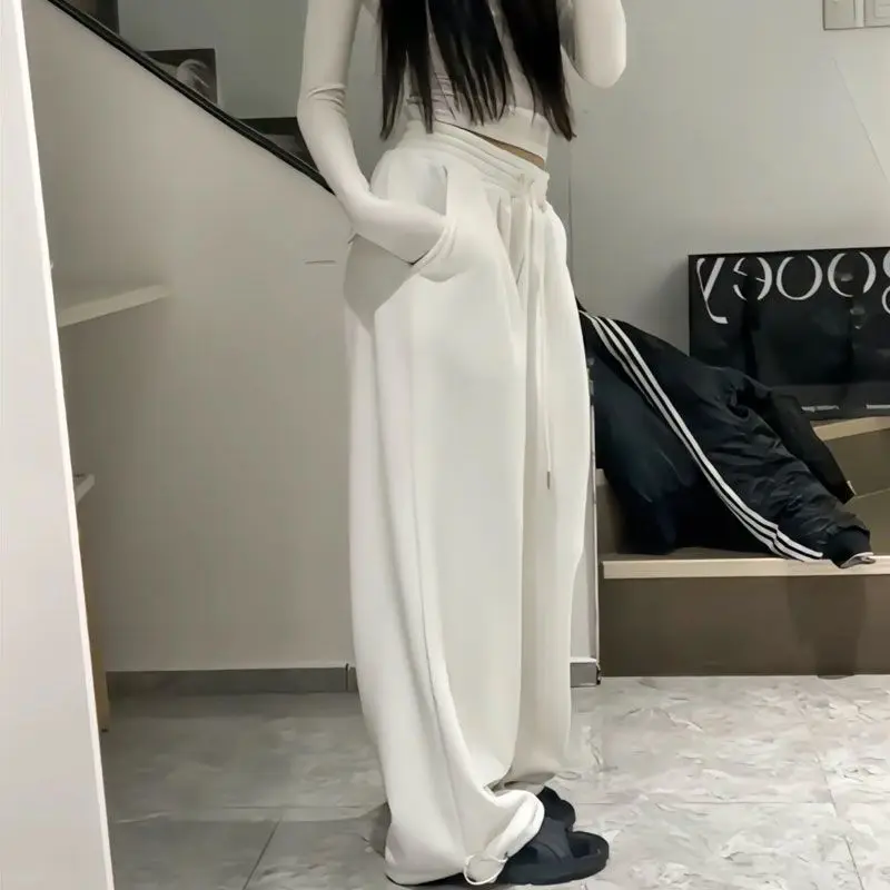 Deeptown Grey Fleece Sweatpants Women Oversize Warm Brushed Pants Y2k Vintage Korean Streetwear Joggers Trousers Harajuku Casual