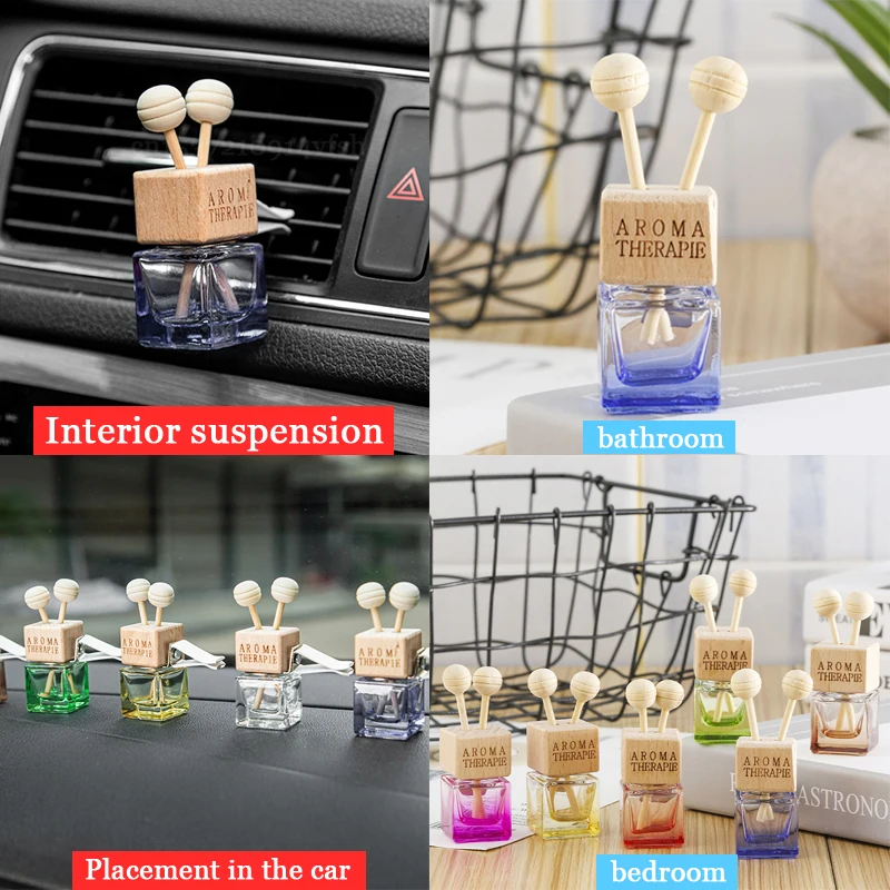 1Pc Car Fragrance Empty Glass Bottle Cute Car Freshener Bottle Perfume Clip Air Vent Outlet Aromatherapy Essential Oils Diffuser